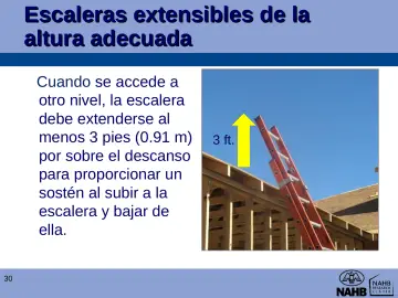 Slide 30: Escaleras extensibles de la altura adecuada