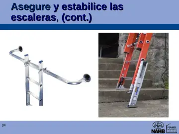 Slide 34: Asegure y estabilice las escaleras , (cont.)