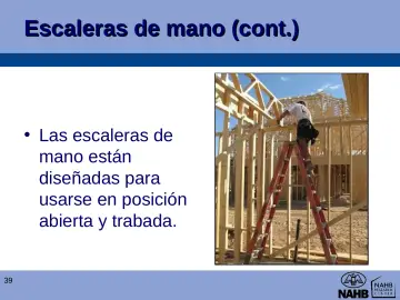 Slide 39: Escaleras de mano (cont.)