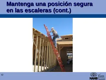 Slide 42: Mantenga una posición segura en las escaleras (cont.)