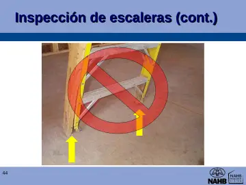 Slide 44: Inspección de escaleras (cont.)