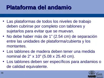 Slide 58: Plataforma del andamio