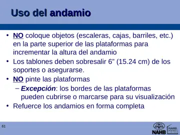 Slide 61: Uso del andamio