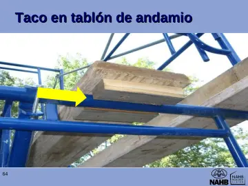 Slide 64: Taco en tablón de andamio
