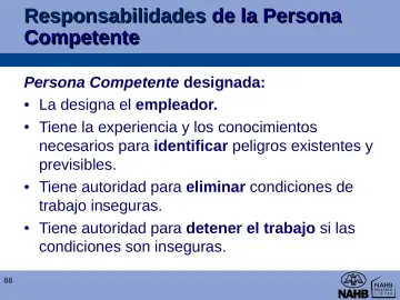 Slide 66: Responsabilidades de la Persona Competente