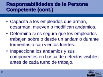 Slide 67: Responsabilidades de la Persona Competente (cont.)