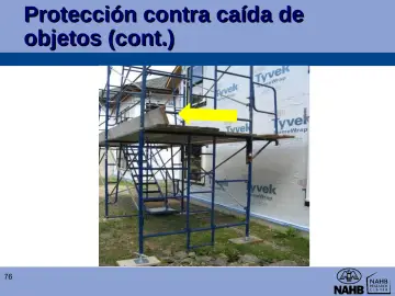 Slide 76: Protección contra caída de objetos (cont.)