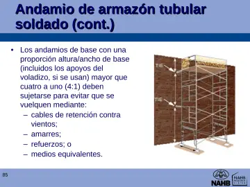 Slide 85: Andamio de armazón tubular soldado (cont.)