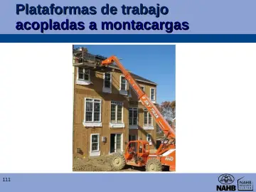 Slide 111: Plataformas de trabajo acopladas a montacargas