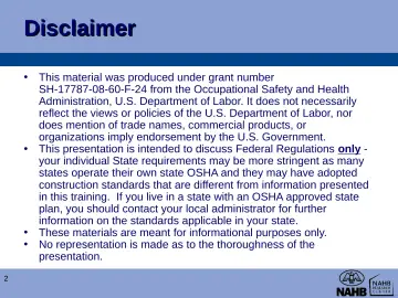 Slide 2: Disclaimer