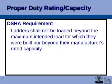 Slide 23: Proper Duty Rating/Capacity