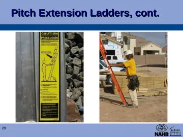 Slide 28: Pitch Extension Ladders, cont.