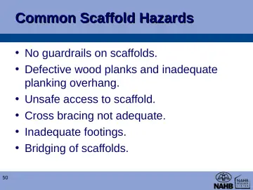 Slide 50: Common Scaffold Hazards