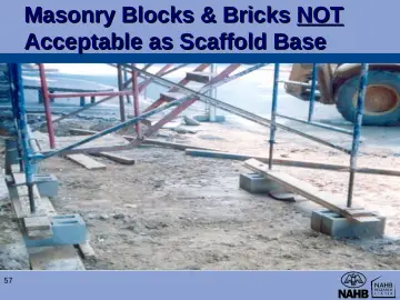 Slide 57: Masonry Blocks & Bricks NOT Acceptable as Scaffold Base