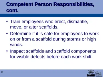 Slide 67: Competent Person Responsibilities, cont.