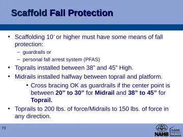 Slide 73: Scaffold Fall Protection