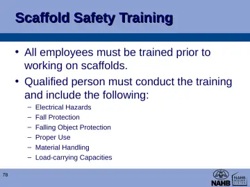 Slide 78: Scaffold Safety Training