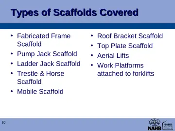 Slide 80: Types of Scaffolds Covered