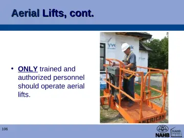 Slide 106: Aerial Lifts, cont.