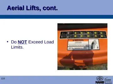 Slide 110: Aerial Lifts, cont.