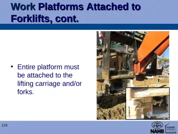 Slide 115: Work Platforms Attached to Forklifts, cont.