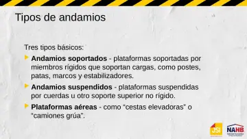 Slide 8: Tipos de andamios