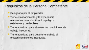 Slide 9: Requisitos de la Persona Competente