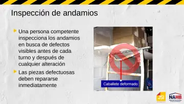 Slide 11: Inspección de andamios