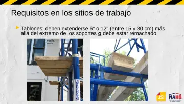 Slide 25: Requisitos en los sitios de trabajo