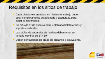 Slide 28: Requisitos en los sitios de trabajo