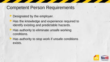 Slide 9: Competent Person Requirements