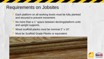 Slide 28: Requirements on Jobsites