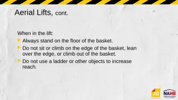 Slide 54: Aerial Lifts, cont.