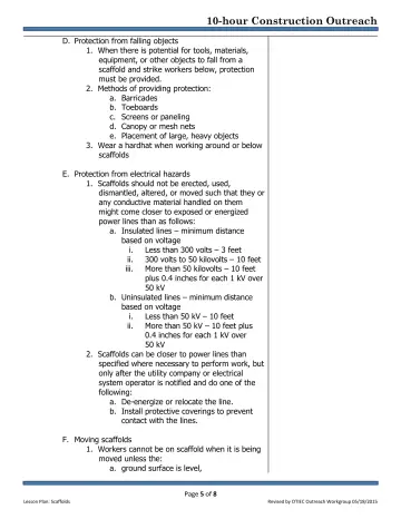 Page 5: D. Protection from falling objects