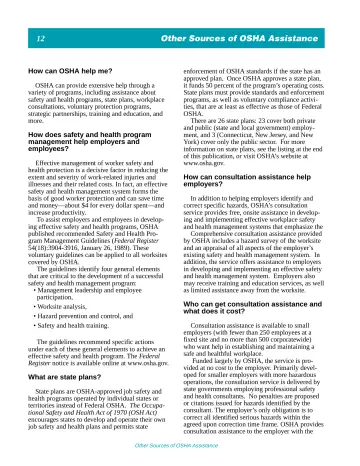 Page 17: Other Sources of OSHA Assistance