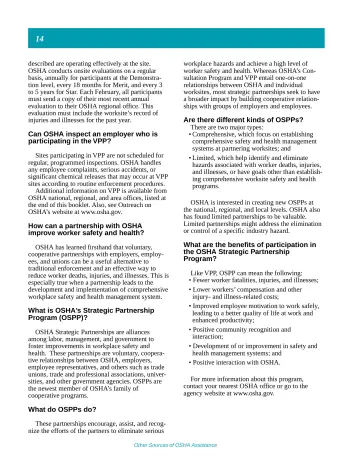 Page 19: described are operating effectively at the site. OSHA conducts onsite evaluations on a…