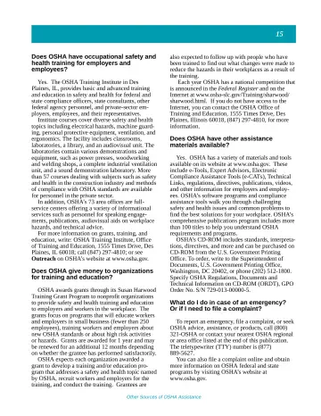 Page 20: Does OSHA have occupational safety and health training for employers and employees?