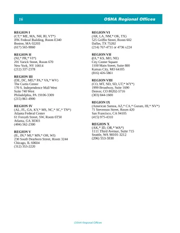 Page 21: OSHA Regional Offices