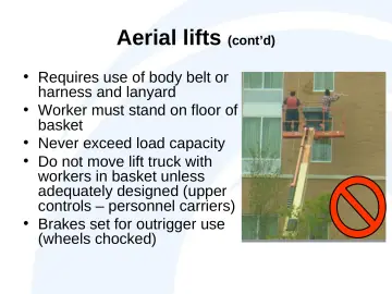 Slide 45: Aerial lifts (cont’d)