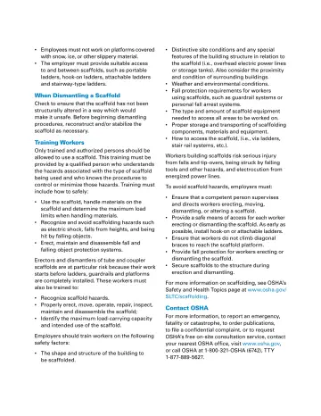 Page 2: Employees must not work on platforms covered with snow, ice, or other slippery material.