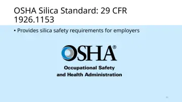 Slide 20: OSHA Silica Standard: 29 CFR 1926.1153