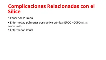 Slide 13: Complicaciones Relacionadas con el Sílice