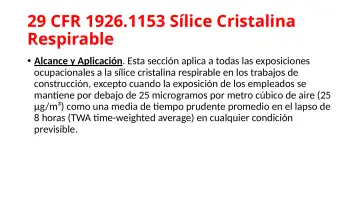 Slide 22: 29 CFR 1926.1153 Sílice Cristalina Respirable