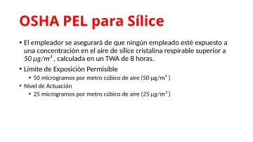 Slide 23: OSHA PEL para Sílice