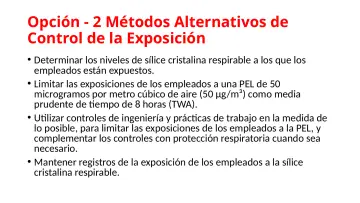 Slide 29: Opción - 2 Métodos Alternativos de Control de la Exposición