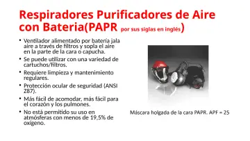 Slide 63: Respiradores Purificadores de Aire con Bateria(PAPR por sus siglas en inglés )