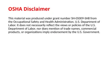 Slide 2: OSHA Disclaimer