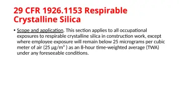 Slide 26: 29 CFR 1926.1153 Respirable Crystalline Silica