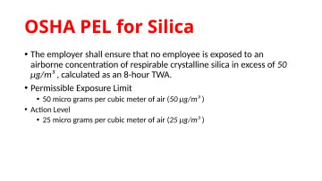 Slide 27: OSHA PEL for Silica