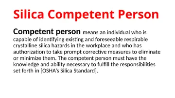 Slide 30: Silica Competent Person